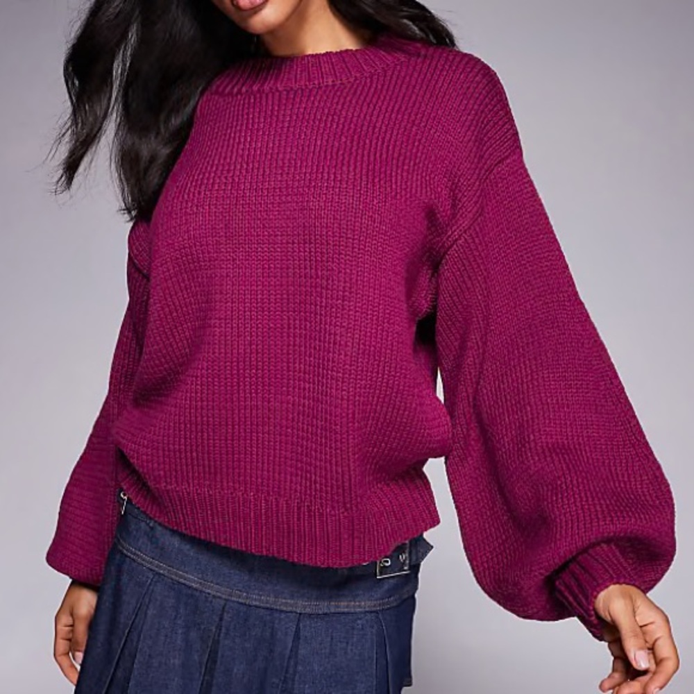 Princess Polly Harmony balloon sleeve sweater in purple size small/medium